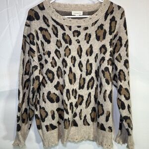 Promesa Sweater Women Size Small‎ Leopard Cheetah Animal Print Long Sleeve Boho